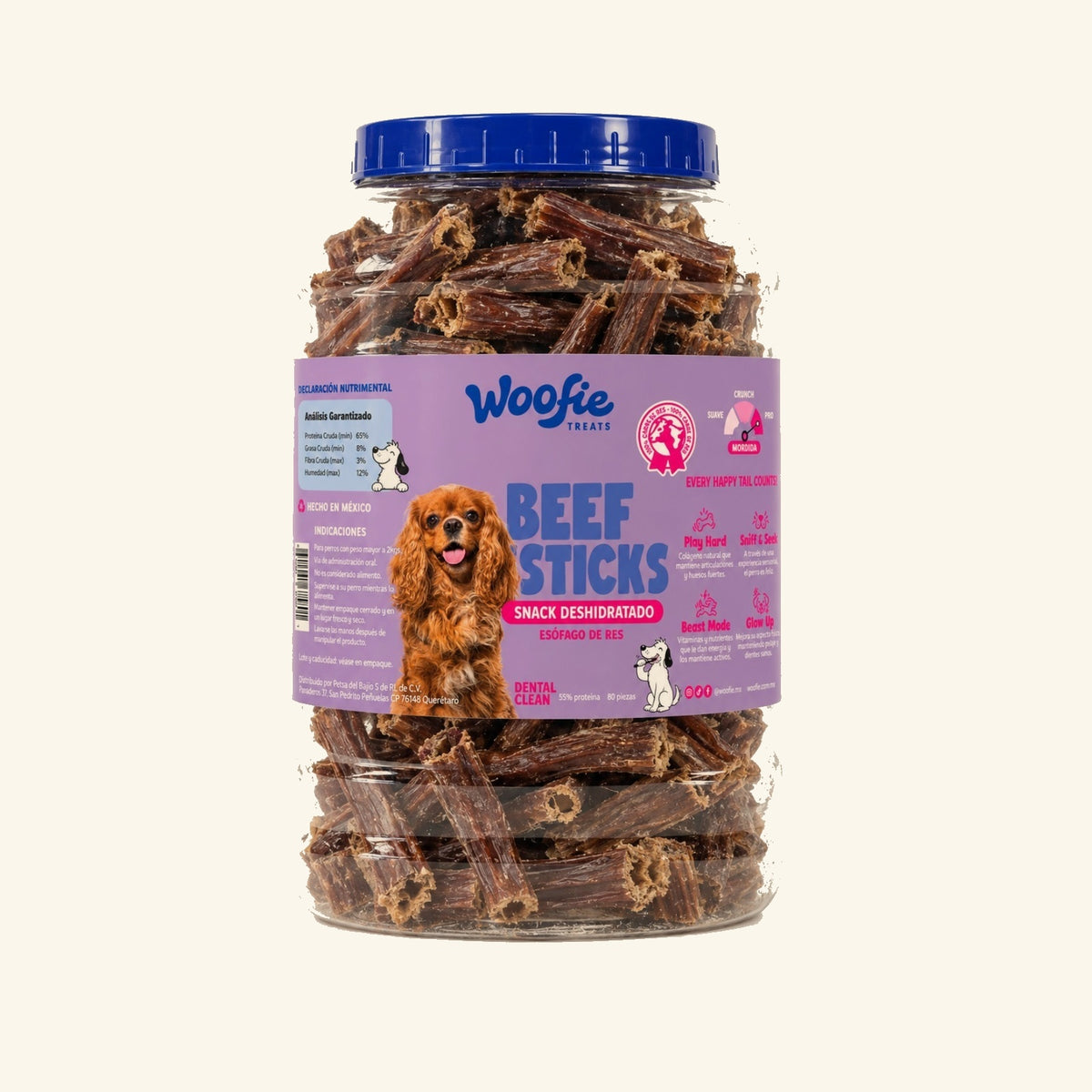 Woofie Beef Sticks XL - 80 piezas